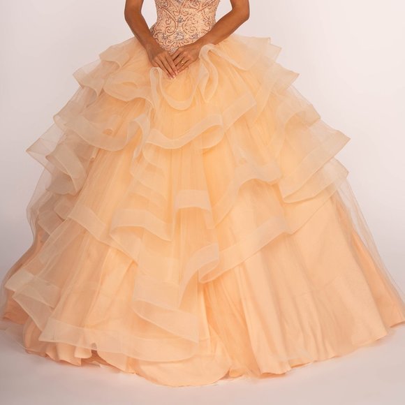 PEACH Sweetheart Sequin Ballgown Prom Dress 2515